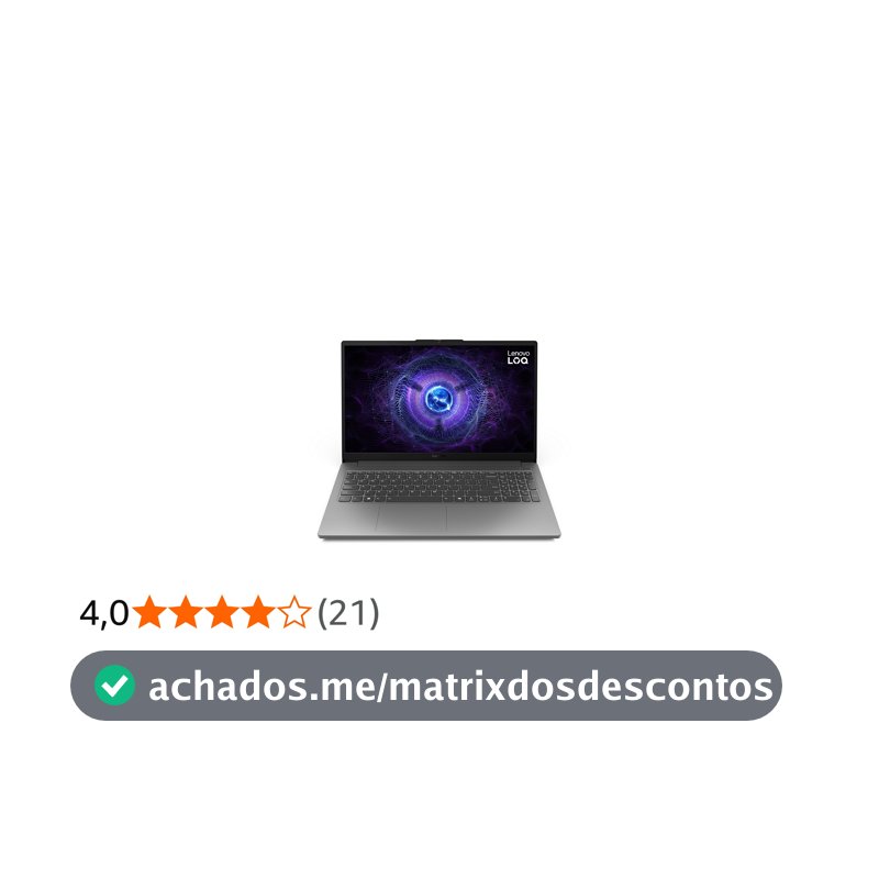 Notebook Lenovo LOQ-e 15IAX9E Intel Core i7-12650HX 16GB 512GB SSD RTX 4050 Linux 15.6" - 83MES00200 Luna Grey