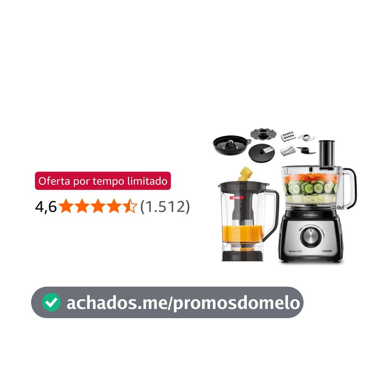 MONDIAL Multiprocessador Turbo Chef 9 em 1, Preto, 1000W, 220V - MPN-01-BF