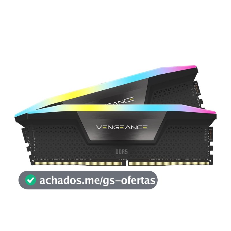 Memória Corsair Vengeance RGB - 32GB (2x16GB), DDR5, 5200Mhz, C40, Preto - CMH32GX5M2B5200C40