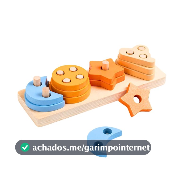Prancha Educativa Encaixes Madeira Montessori 12 Peças Bebês