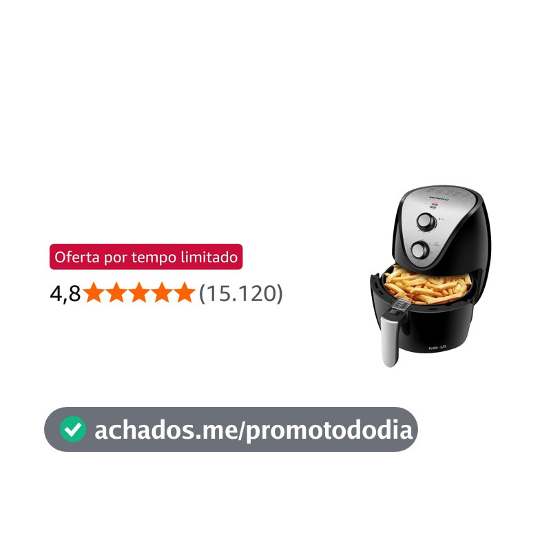MONDIAL Fritadeira Sem Óleo Air Fryer 3,5L, Preto/Inox, 1500W, 110V - AF-30 I