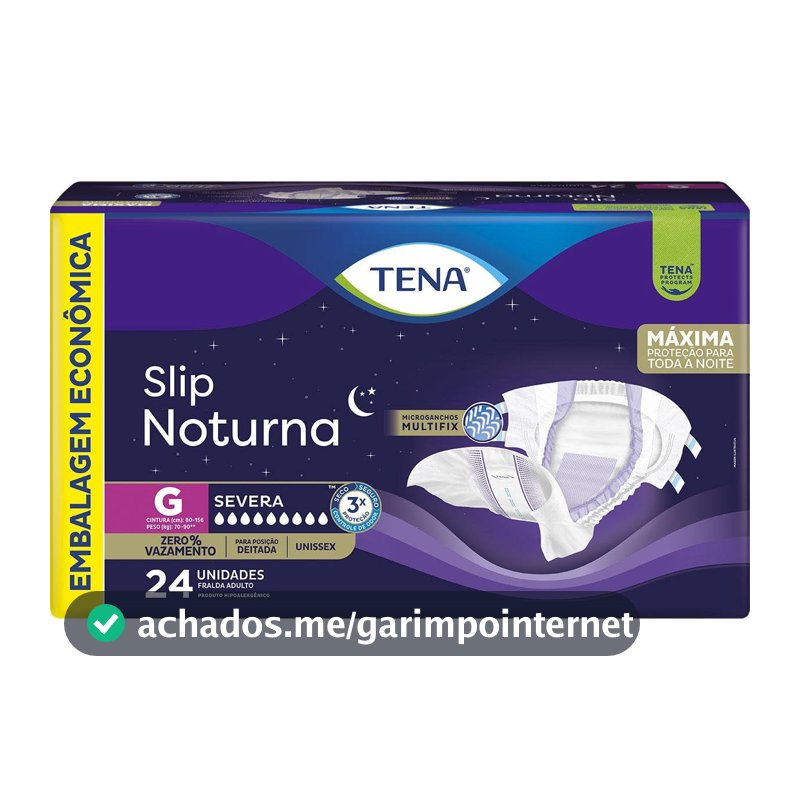 Tena Slip Noturna, Fralda Geriátrica para Incontinência Urinária, G - Embalagem econômica, 24 unidades