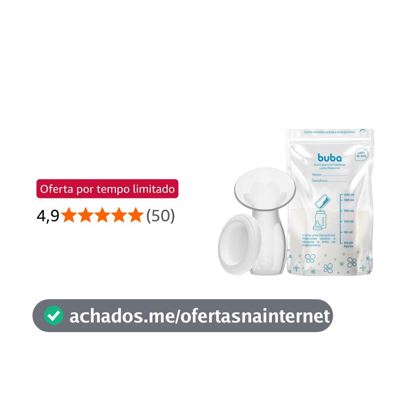 Kit Coletor De Leite Materno Em Silicone + Saco Para Armazenar Leite Materno Branco