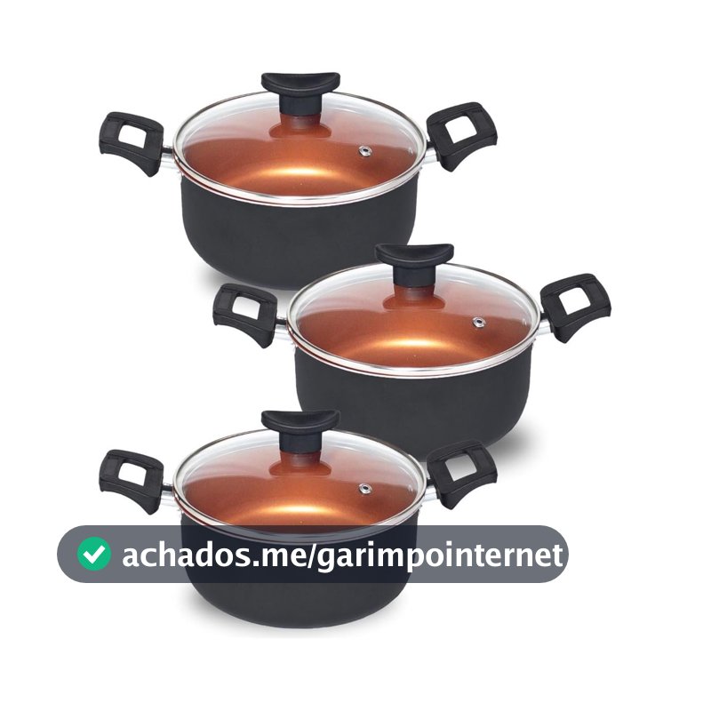Conjunto 2 Panelas Caçarola Teflon Pequena Antiaderente 5 Camadas (Cobre)