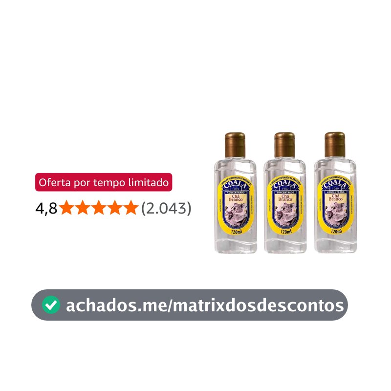 Kit 3 Limpador Perfumado de Ambiente 120ml Coala Cha Branco