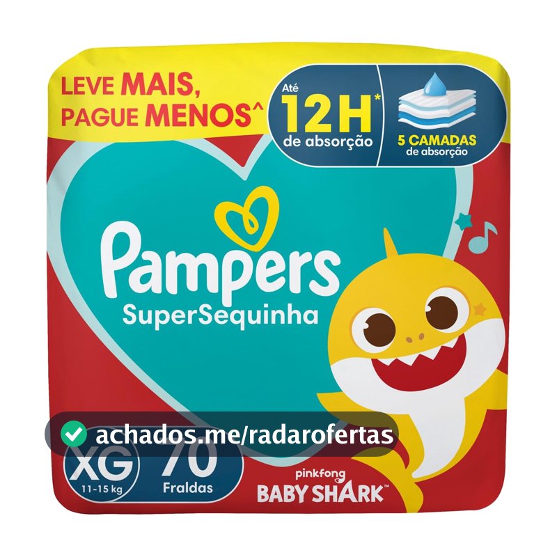 Fralda Pampers Supersequinha Tamanho XG 70 Unidades