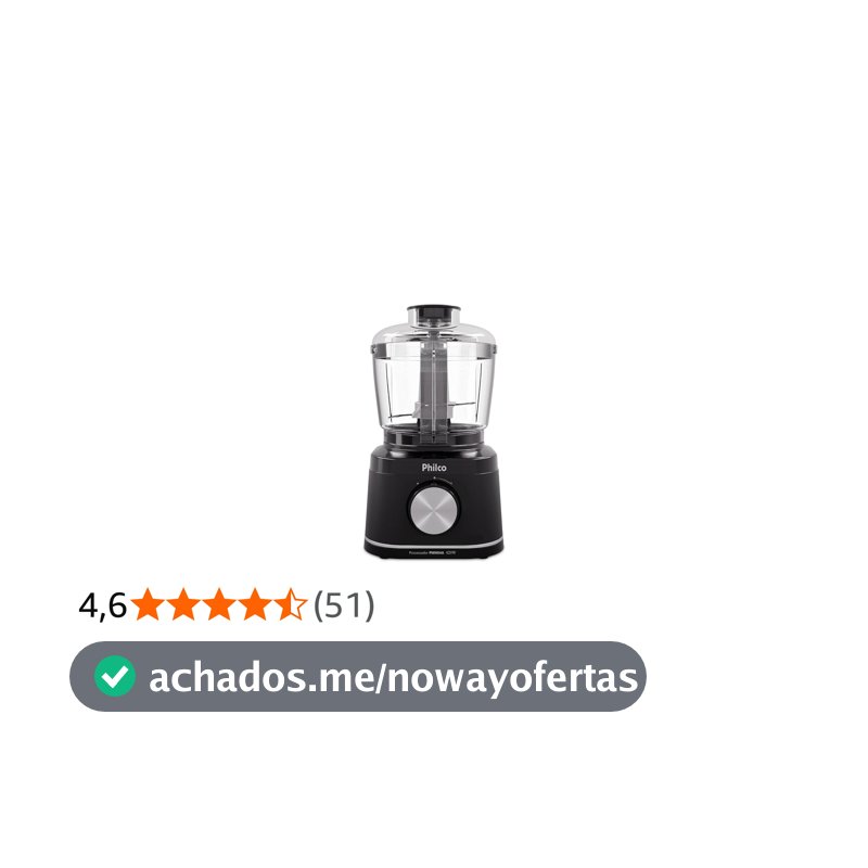 Processador de Alimentos Philco PMN04A 420W com Jarra 500ml Função Pulsar e Trava de Segurança Preto 220V