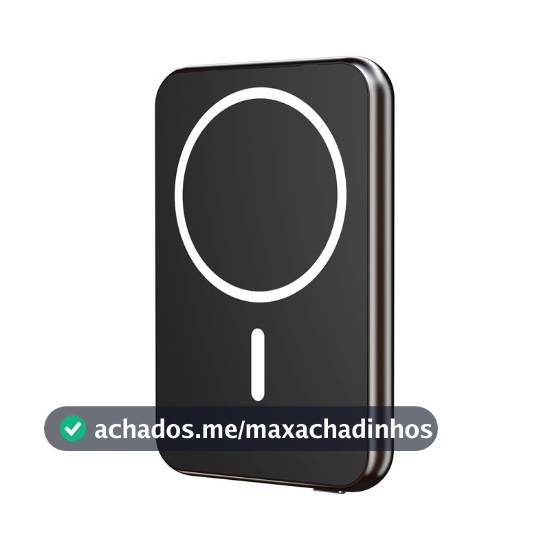 Geonav Power Bank, Carregador Portátil Universal por Indução 5.000mAh, Ultraslim Carregamento rápido, Compatível com MagSafe®, PB5KALMAGBK, Preto