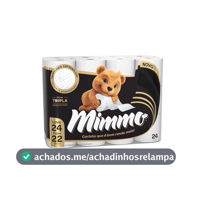 Mimmo Papel Higiênico Folha Tripla, 20m, Leve 24 Pague 22 Rolos