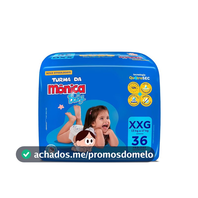 Fralda Turma da Mônica Baby Mega XXG 36 Unidades
