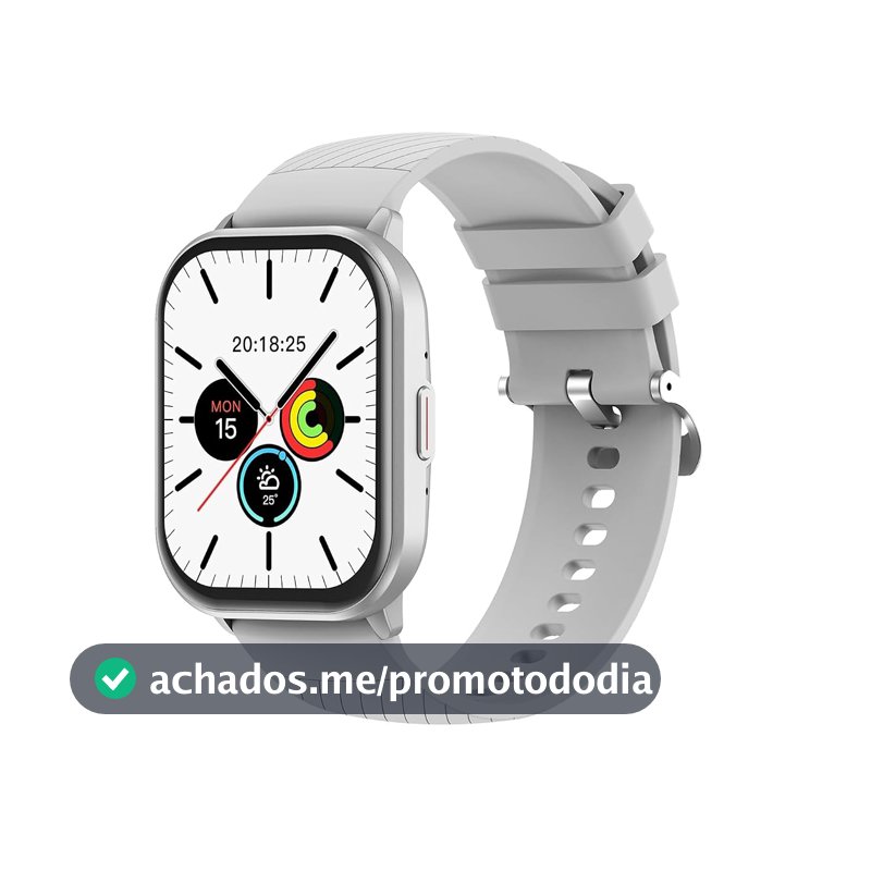 Relógio Digital Feminino Masculino Smartwatch Inteligente Bluetooth, Full Touch a Prova d 'água IP68 com 120+ Modos de Exercício e Esporte, Cinza
