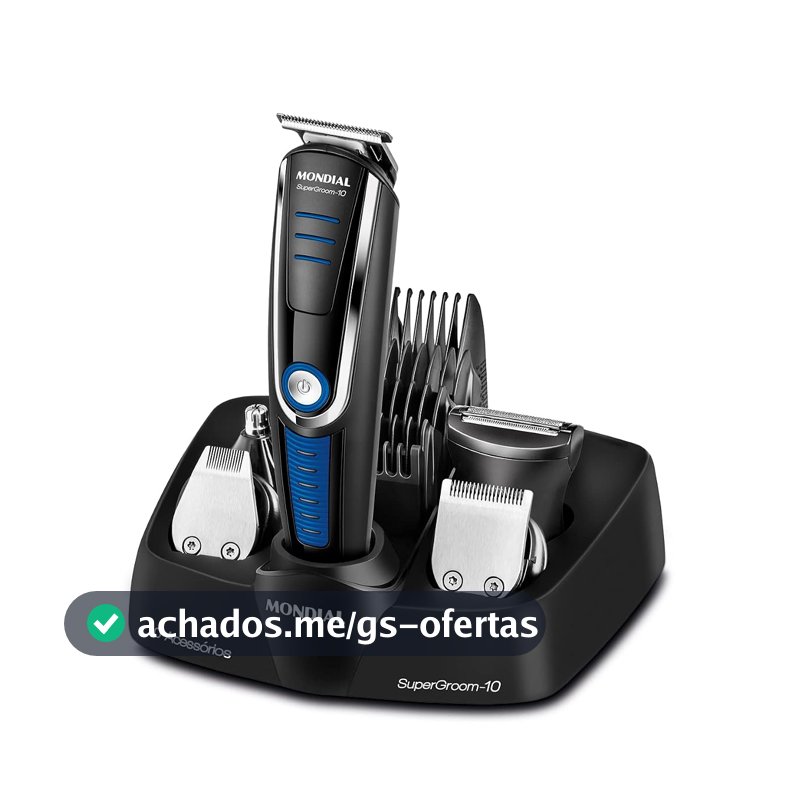 Aparador de Pelos Super Groom 10, Mondial, Preto/Azul, 6W, Bivolt - BG-03