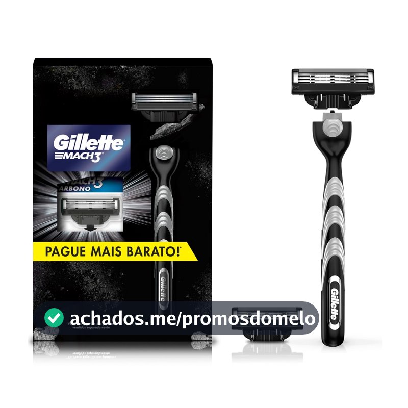 Kit de Aparelho de Barbear Gillette Mach3 Carbono, 2 Refis