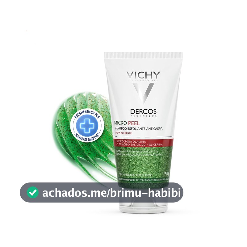 Vichy Dercos Micro Peel, Shampoo Anticaspa Esfoliante com Ácido Salicílico e Piroctona Olamina, Limpeza Profunda e Ação Calmante, Elimina a Caspa Visivelmente desde o 1º Uso, 150ml