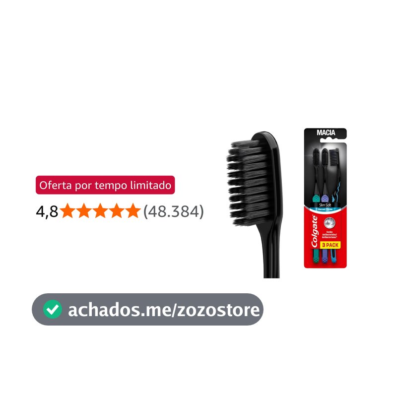 Colgate Slim Soft Black Escova de Dente Macia, 6 Unidades