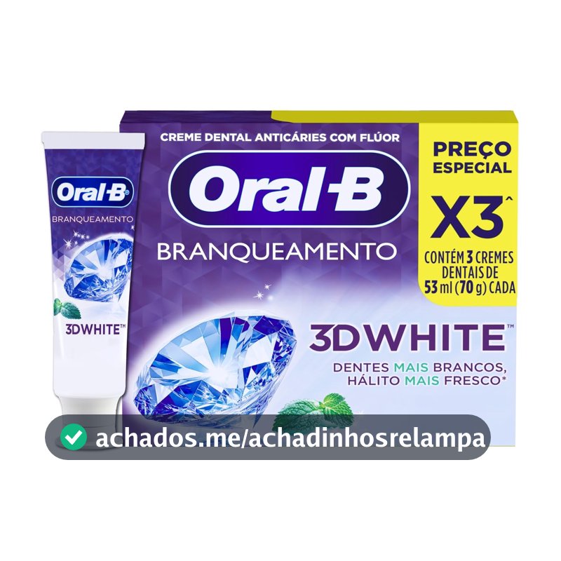 Oral-B Pasta de Dente 3D White Brilliant Fresh, 3 Unidades de 70 g