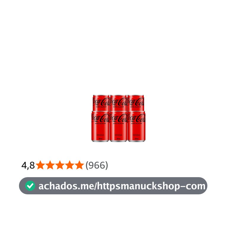 Pack de Coca-Cola sem açucar Lata 220mL 6 unidades