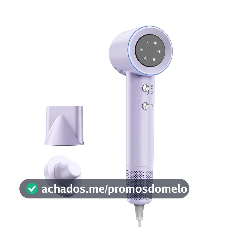 GOKOCO Secador De Cabelo Profissional 110v 127v, 120000 RPM High Speed Hair Dryer 1600W com Display Digital LED e Bocal de ar Magnético,GD029 Roxo