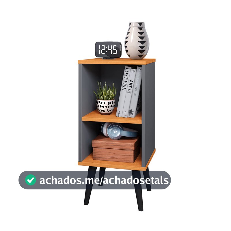 Mesa De Cabeceira Mudo Charme Retro Com Nicho Quarto Cama (Cinza)