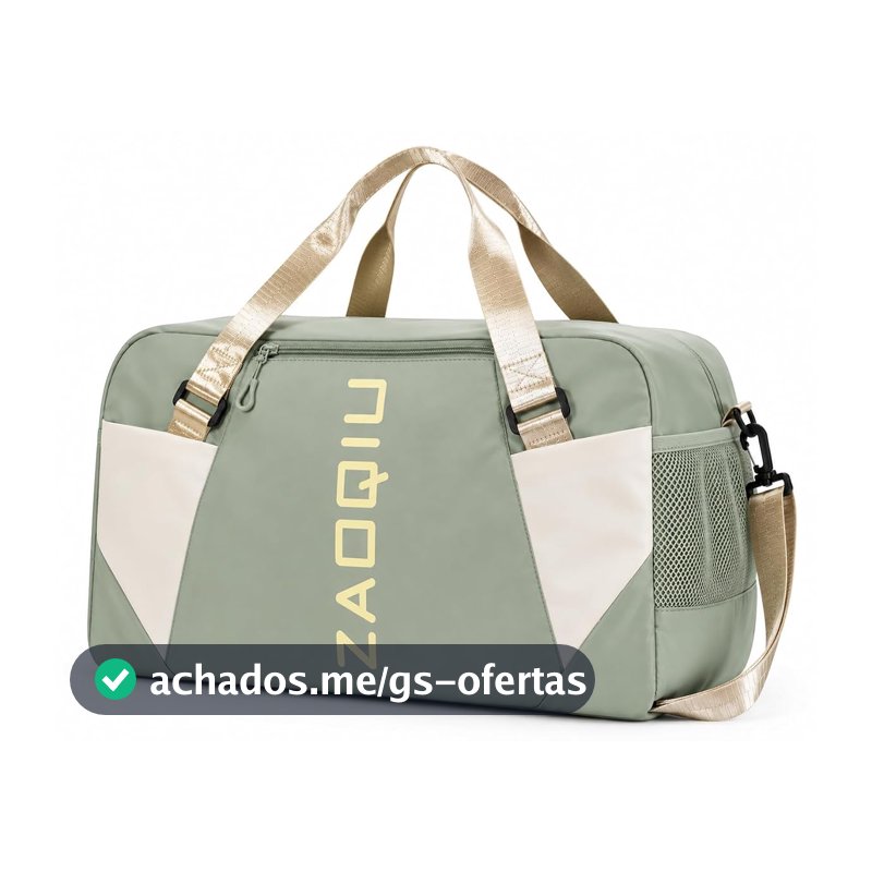 Bolsa Mala de Viagem e Academia Grande com Compartimento para Tênis, Área Seca e Molhada, Alça de Ombro Ajustável, Repelente à Água, 50 x 20 x 30 cm (Verde)