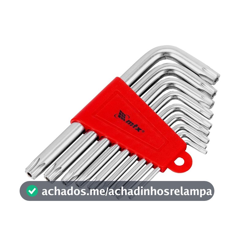 MTX Jogo de Chaves Hexagonais Torx Curtas com Acabamento Acetinado, Kit de Chaves Torx Resistentes
