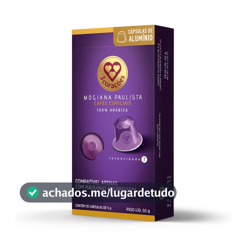 3 Corações Cápsulas de Café Mogiana Paulista, Compatíveis com Nespresso, contém 10 cápsulas