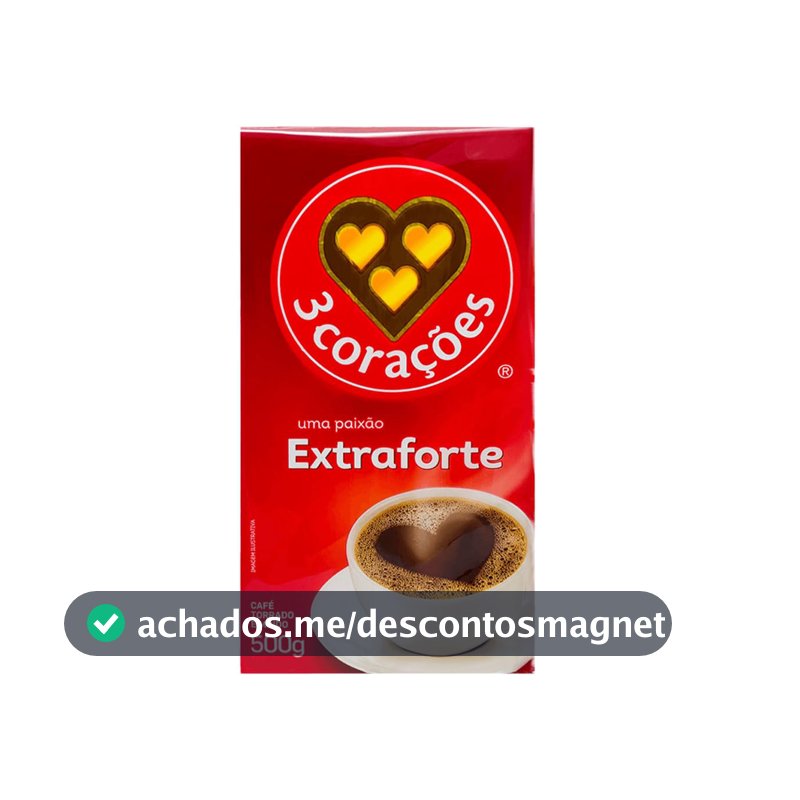 3 Corações Café Torrado e Moído Extra Forte, 500g vácuo