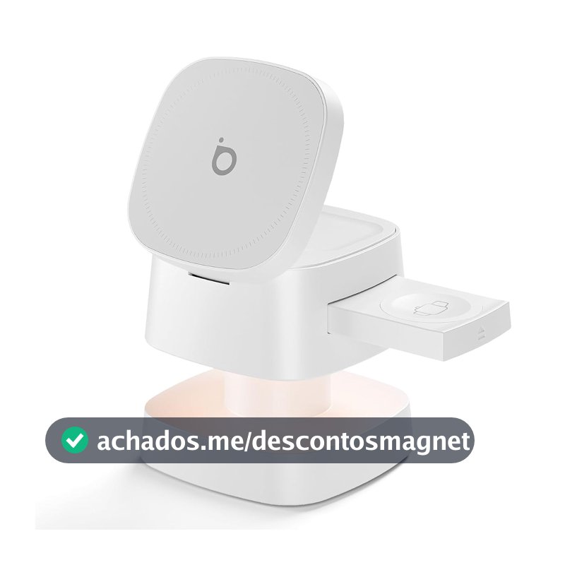 Carregador Sem Fio 4 em 1 Basike - Carregador por Indução 15W(Branco)