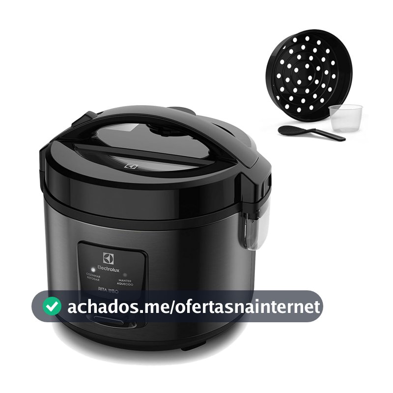 Panela Elétrica Electrolux vapor arroz capacidade 2L 6 Xícaras 2 em 1 timer panela removivel antiaderente tampa com visor transparente ERC10 inox 220v por Rita Lobo