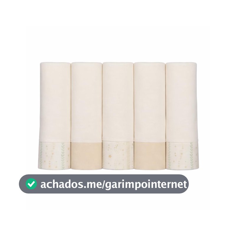 Fralda com Bainha Papi Encantos 72 cm x 70 cm - Contém 5 Unidades, Estrelas e Folhas