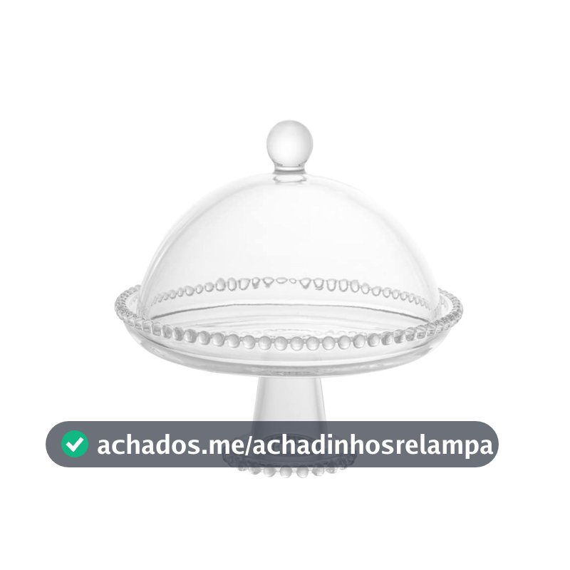 WOLFF - Prato de Cristal com Pé e Tampa 20cm x 18cm - Linha Pearl