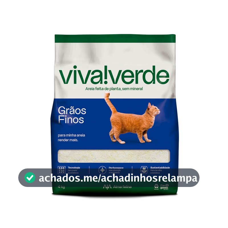 Viva Verde Areia Higiênica Biodegradável para Gatos Grãos Finos 4kg