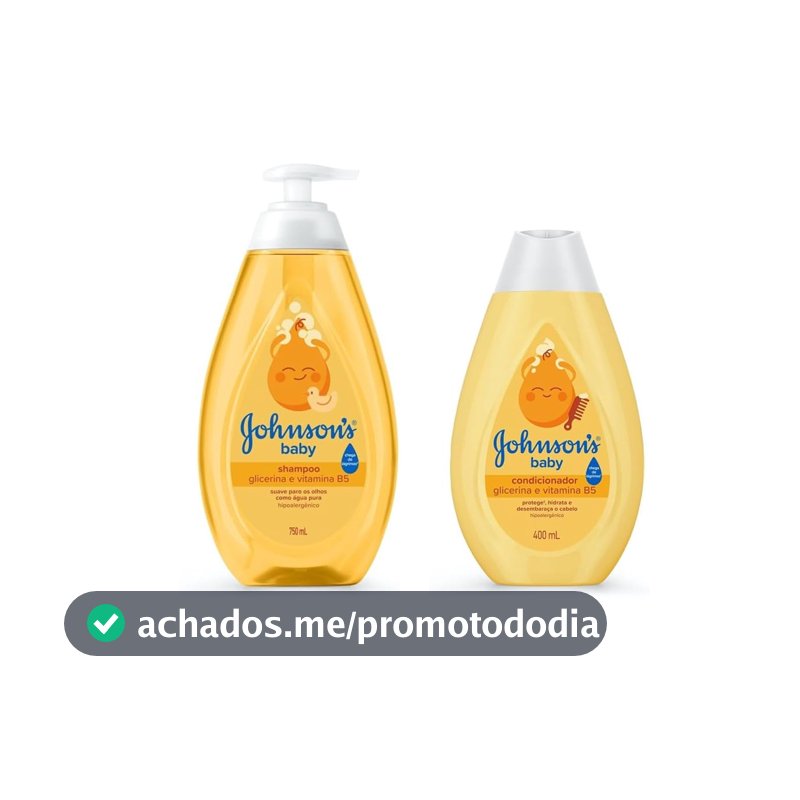 Kit Johnson's Baby Shampoo Glicerina Para Bebê, 750ml + Condicionador Infantil Johnson's Baby Regular 400 ml, Amarelo