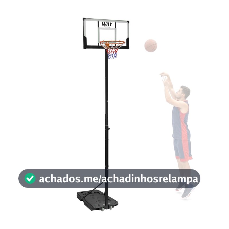 BVX Cesta de Basquete Profissional, Altura Ajustável até 3,05 m, Tabela 97x57 cm, Aro 45 cm, Aço Reforçado, Preto e Transparente