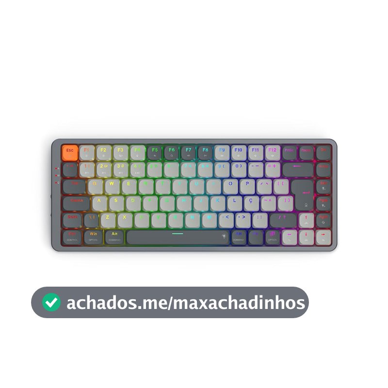 TECLADO MECANICO GAMER REDRAGON AZURE RGB PRETO E CINZA SWITCH MARROM