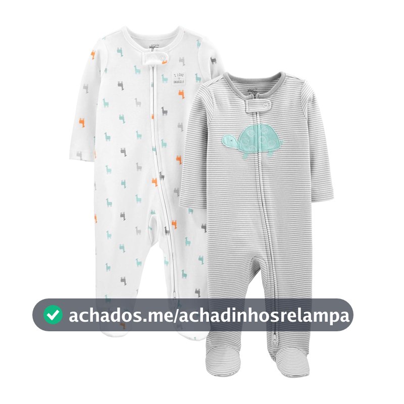Macacão de dormir para bebês Pacote com 2 pares neutros de algodão com pés para dormir e brincar Simple Joys by Carter'sUnisex Bebê