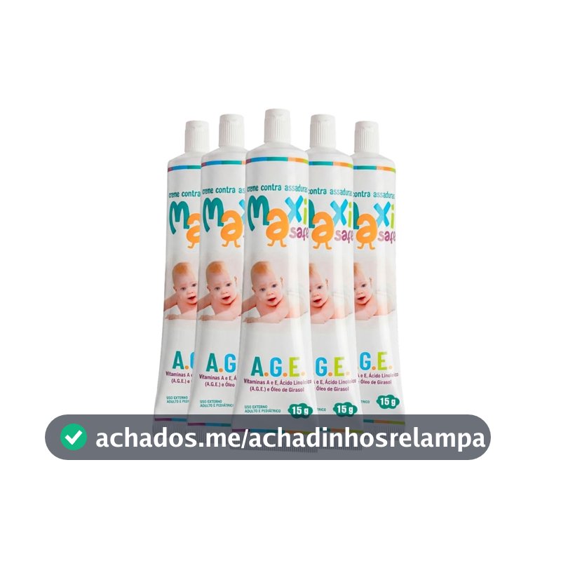 Kit com 5 Creme Pomada de Assadura Para Bebê Maxi Baby Vitamina A.E com Óleo de Girassol A.G.E - 15g Cada Total 75g