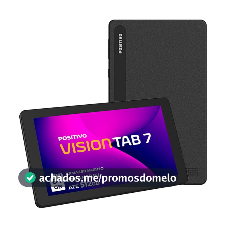 Tablet Positivo Vision TAB 7 - Processador Octa-Core 3GB RAM 64GB Armazenamento, Tela 7” IPS, Bateria 3100mAh, Android 14 Go, Wi-fi - Preto