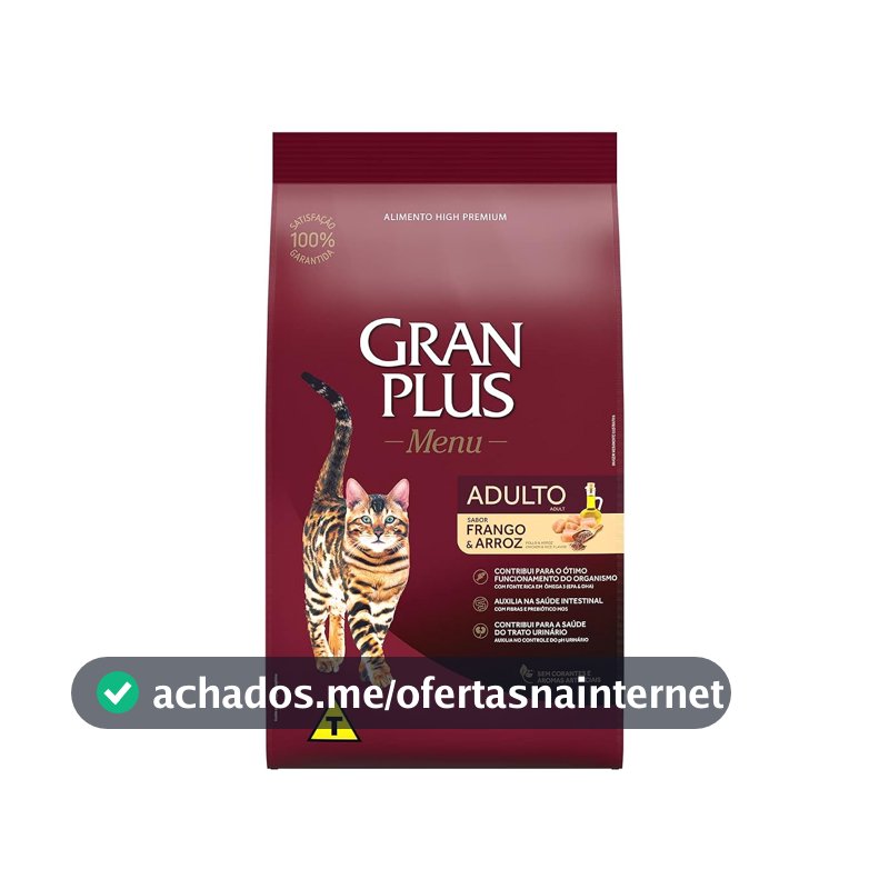 Ração para Gatos Adultos de Frango e Arroz Granplus, 10 1kg