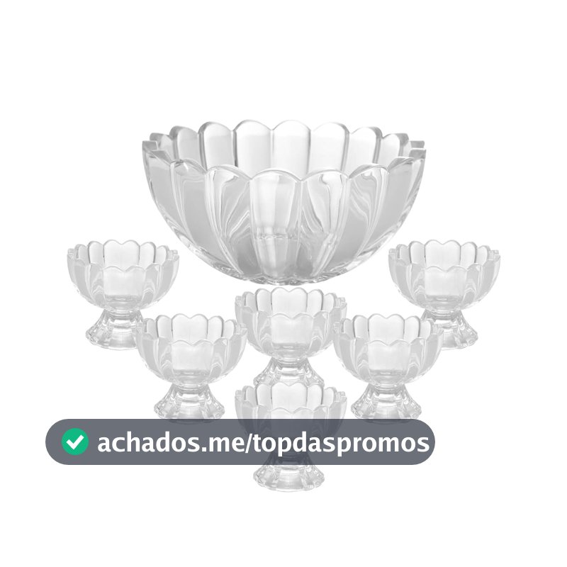 WOLFF - Conjunto 7 Peças Bowl com 6 Taças para Sobremesa Geneva 1,1L/125ml