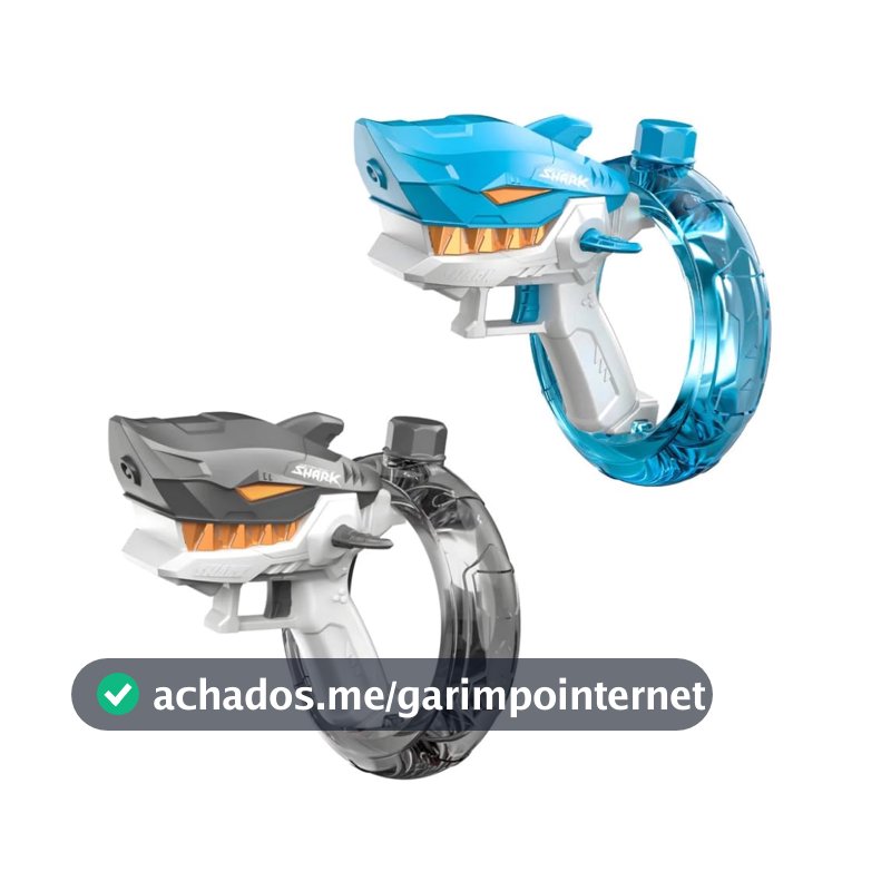 Pistola Disparo de Agua Tubarão de Brinquedo Eletrônica, Longo Alcance com LED e Bateria Recarregável, Brinquedo Infantil para Crianças (Cinza)