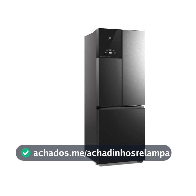 Geladeira Electrolux Frost Free Inverter 480L Efficient AutoSense 3 Portas Black Inox Look (IM7B) 220V