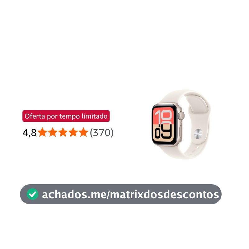 Apple Watch SE 3 GPS, Caixa em alumínio luz das estrelas de 40 mm com Bracelete desportiva luz das estrelas - P/M