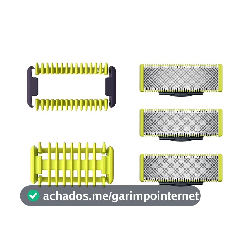 Lâminas de Reposição Originais Philips OneBlade QP630/51 Aço Inoxidável - Raspa, Apara e Contorna - Pacote com 3 un