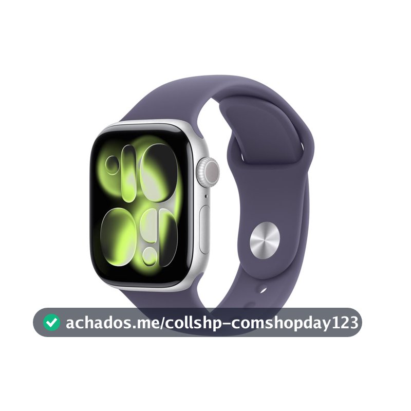 Apple Watch Series 11 GPS, Caixa em alumínio prateado de 42 mm com Bracelete desportiva roxo névoa - P/M