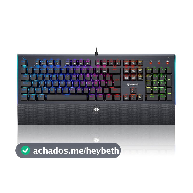 TECLADO MECANICO GAMER ARYAMAN RGB PRETO V2 SWITCH AZUL ABNT2