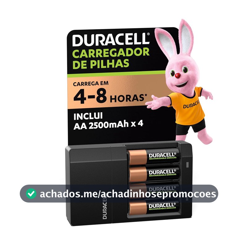 Duracell Carregador de Pilhas Recarregáveis AA e AAA Com 4 Pilhas AA Inclusas – Bivolt