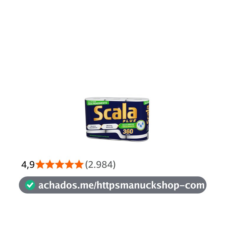 Scala Plus Papel Toalha Mega, 360 Toalhas (3 Rolos de 120 Toalhas Cada)
