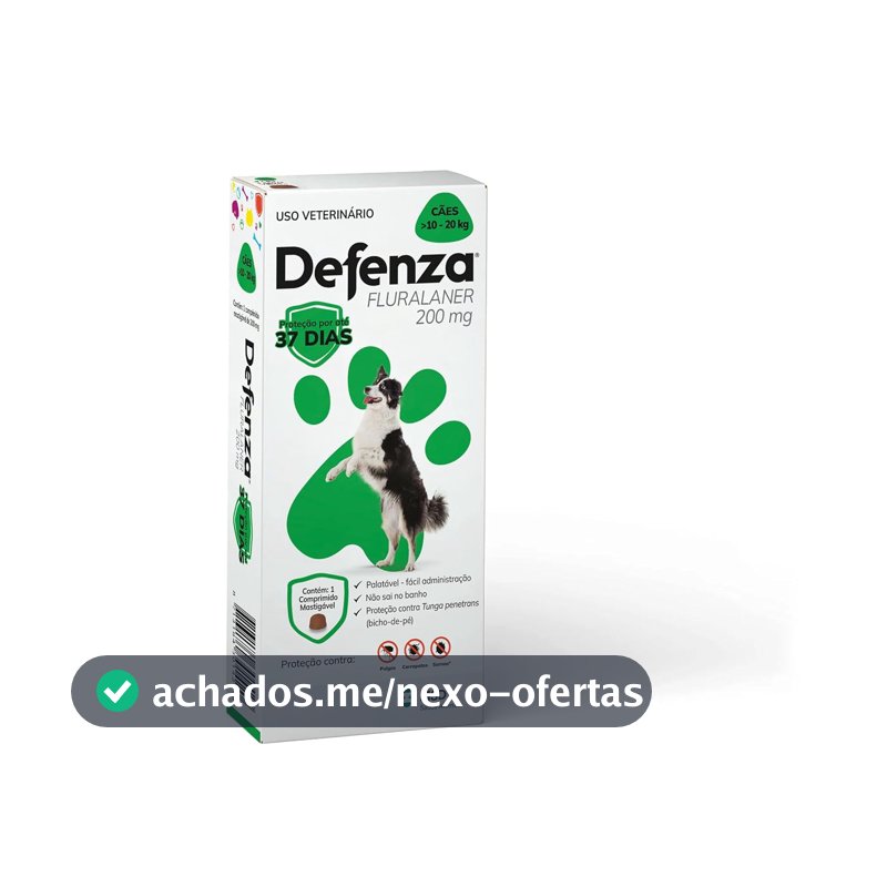 Defenza® 200mg Antipulgas Carrapatos Sarnas Cães 10-20kg 1 Comp.