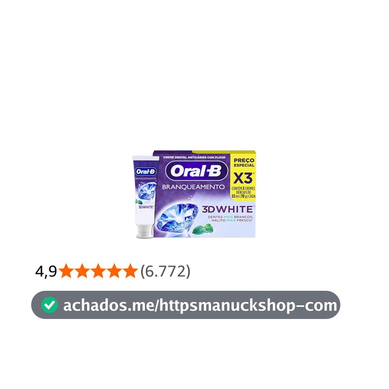 Oral-B Pasta de Dente 3D White Brilliant Fresh, 3 Unidades de 70 g
